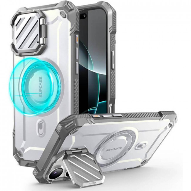 Supcase iPhone 16 Pro UB XT Mag Σκληρή Θήκη με Ανοιγόμενο Κάλυμμα Κάμερας / Stand και Magsafe - White