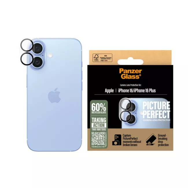 PanzerGlass iPhone 16 / iPhone 16 Plus Picture Perfect Αντιχαρακτικό Γυαλί για την Κάμερα - Black