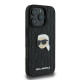 Karl Lagerfeld iPhone 16 Pro Max - Monogram Karl Head Pin Σκληρή Θήκη με Επένδυση Συνθετικού Δέρματος  - Black - KLHCP16XPGKLKIPK