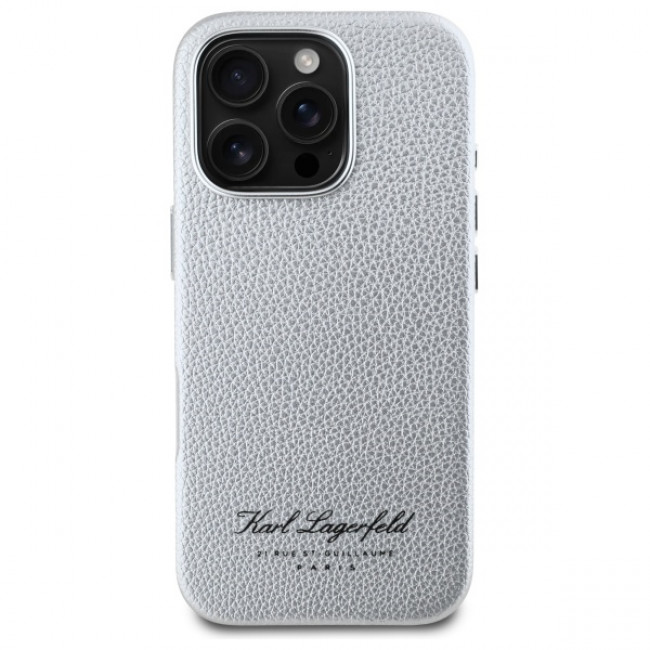 Karl Lagerfeld iPhone 16 Pro Max - FW Hotel RSG Σκληρή Θήκη με Επένδυση Συνθετικού Δέρματος  - Grey - KLHCP16XPGWCMKHG