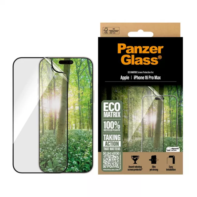 PanzerGlass iPhone 16 Pro Max Eco Matrix Ultra-Wide Fit Προστατευτική Mεμβράνη Οθόνης - Διάφανη / Black