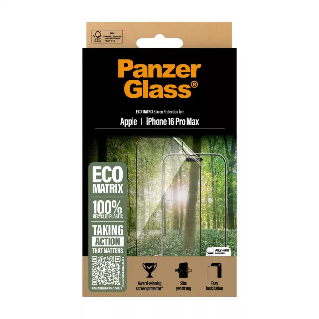 PanzerGlass iPhone 16 Pro Max Eco Matrix Ultra-Wide Fit Προστατευτική Mεμβράνη Οθόνης - Διάφανη / Black