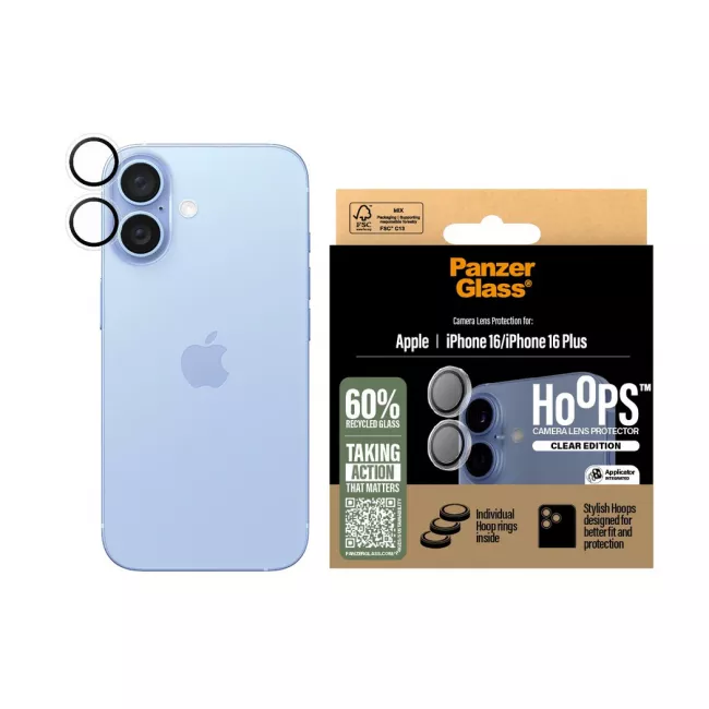 PanzerGlass iPhone 16 / iPhone 16 Plus Hoops Camera Lens Protector Αντιχαρακτικό Γυαλί για την Κάμερα - Clear