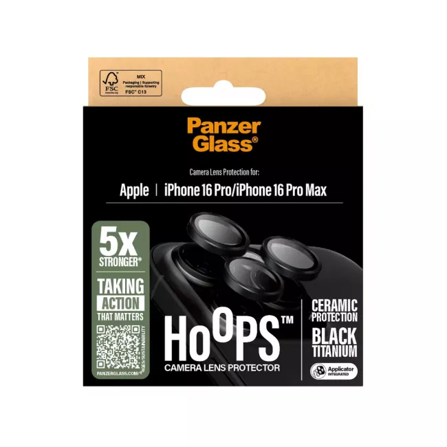 PanzerGlass iPhone 16 Pro / iPhone 16 Pro Max Hoops Ceramic Camera Lens Protector Αντιχαρακτικό Γυαλί για την Κάμερα - Black