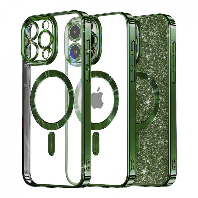 Techsuit iPhone 16 Pro Max - Luxury Glitter MagSafe - Θήκη Σιλικόνης - Deep Green