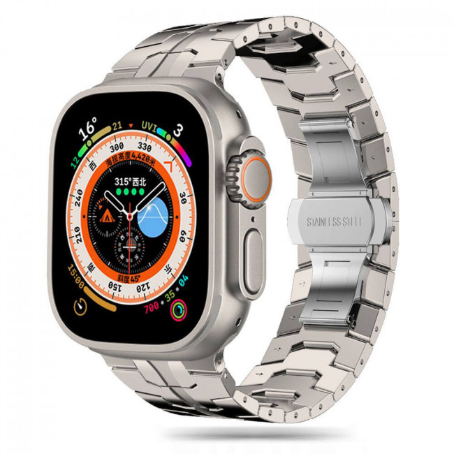 Techsuit Λουράκι Apple Watch 4 / 5 / 6 / 7 / 8 / 9 / SE / SE 2 / Ultra / Ultra 2 - 42 / 44 / 45 / 46 / 49 mm Watchband από Ανοξείδωτο Ατσάλι W063 - Titanium