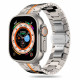 Techsuit Λουράκι Apple Watch 1 / 2 / 3 / 4 / 5 / 6 / 7 / 8 / 9 / 10 / SE / SE 2 / Ultra / Ultra 2 - 42 / 44 / 45 / 46 / 49 mm Watchband από Ανοξείδωτο Ατσάλι W063 - Titanium / Orange