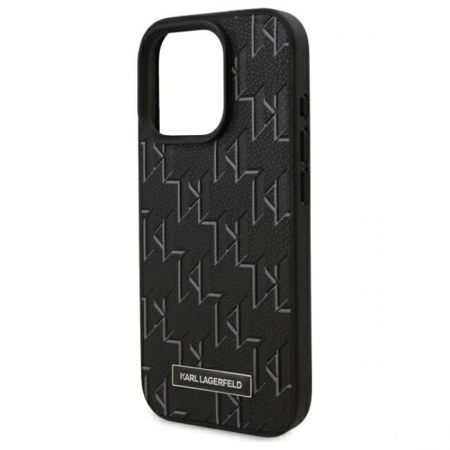 Karl Lagerfeld iPhone 16 Pro - Hot Stamp - MagSafe Σκληρή Θήκη με Επένδυση Συνθετικού Δέρματος - Black - KLHMP16LPKHPORPK