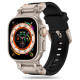 Techsuit Λουράκι Apple Watch 4 / 5 / 6 / 7 / 8 / 9 / SE / SE 2 / Ultra / Ultra 2 - 42 / 44 / 45 / 46 / 49 mm Watchband W064 Σιλικόνης - Titanium Silver / Black