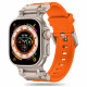 Techsuit Λουράκι Apple Watch 4 / 5 / 6 / 7 / 8 / 9 / SE / SE 2 / Ultra / Ultra 2 - 42 / 44 / 45 / 46 / 49 mm Watchband W064 Σιλικόνης - Titanium Silver / Orange