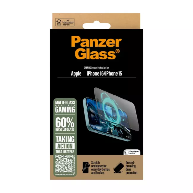 PanzerGlass iPhone 15 / iPhone 16 Gaming Ultra-Wide Fit Full Screen Αντιχαρακτικό Γυαλί Οθόνης - Black