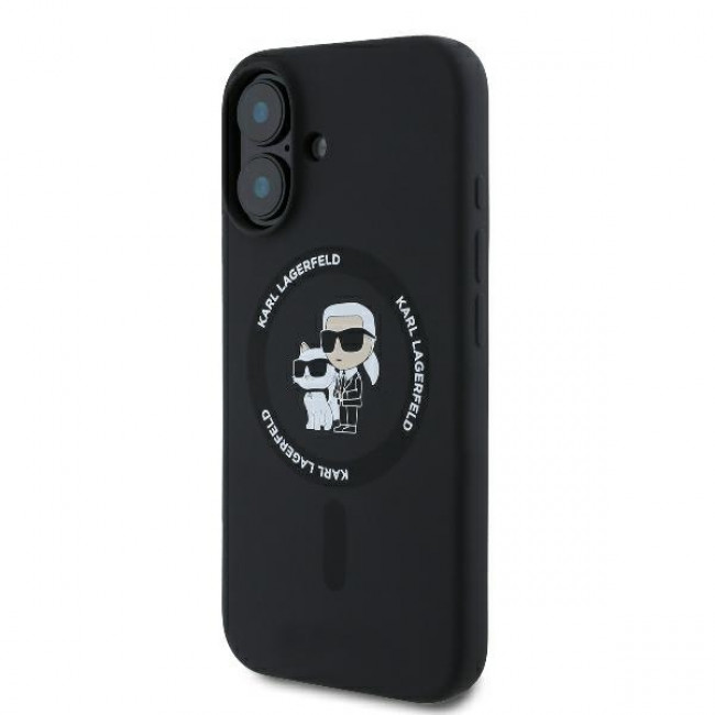 Karl Lagerfeld iPhone 16 Plus - Silicone KC Heads Ring MagSafe - Θήκη Σιλικόνης με MagSafe - Black - KLHMP16MSCMKCRHK