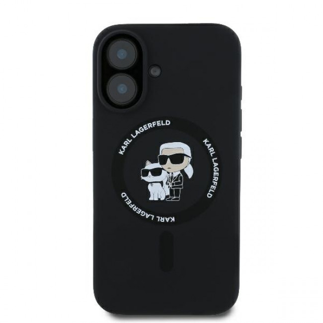 Karl Lagerfeld iPhone 16 Plus - Silicone KC Heads Ring MagSafe - Θήκη Σιλικόνης με MagSafe - Black - KLHMP16MSCMKCRHK