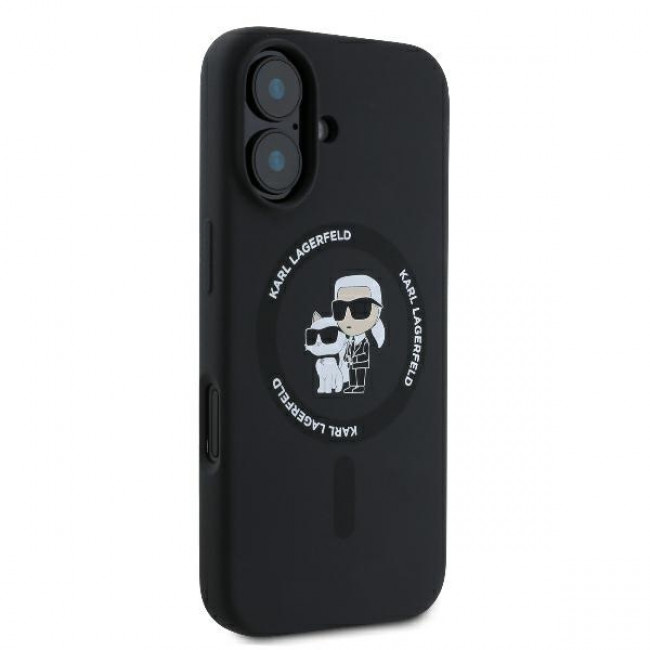 Karl Lagerfeld iPhone 16 Plus - Silicone KC Heads Ring MagSafe - Θήκη Σιλικόνης με MagSafe - Black - KLHMP16MSCMKCRHK