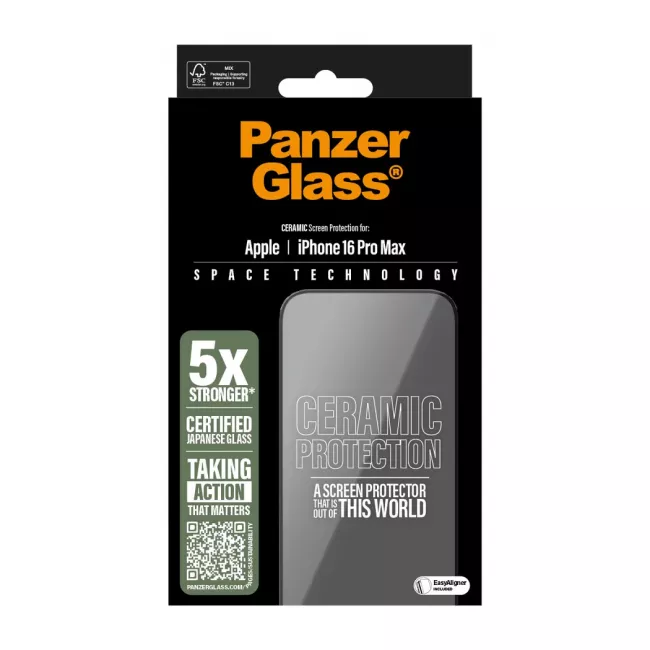 PanzerGlass iPhone 16 Pro Max Ceramic Ultra-Wide Fit Full Screen Αντιχαρακτικό Γυαλί Οθόνης - Black