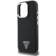 Guess iPhone 16 Pro - Grained Triangle MagSafe Σκληρή Θήκη με Επένδυση Συνθετικού Δέρματος και Πλαίσιο Σιλικόνης - Black - GUHMP16LPGTSPSK