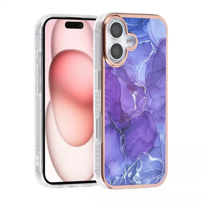 TUNIQ iPhone 16 Silicone Θήκη Σιλικόνης - Marble / Purple