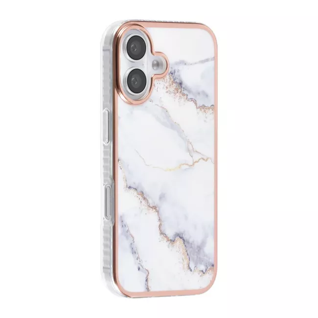 TUNIQ iPhone 16 Silicone Θήκη Σιλικόνης - Marble / White