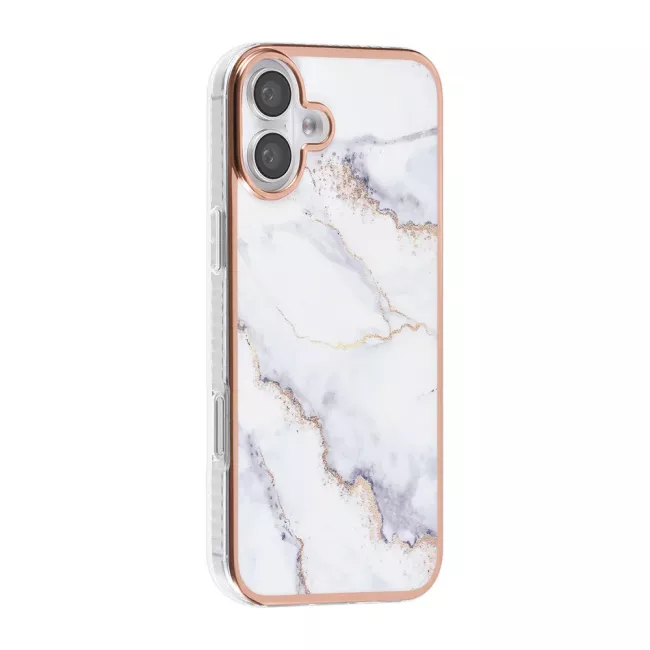 TUNIQ iPhone 16 Plus Silicone Θήκη Σιλικόνης - Marble / White