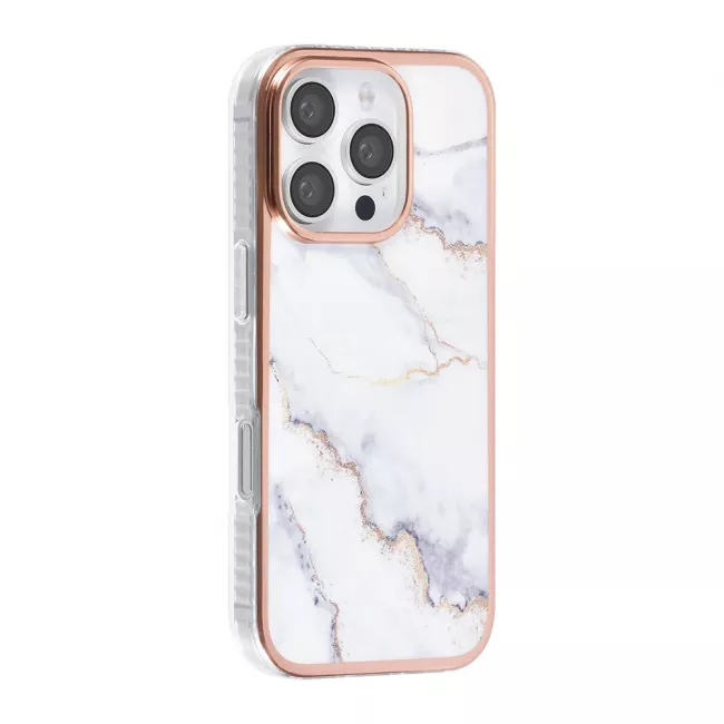 TUNIQ iPhone 16 Pro Silicone Θήκη Σιλικόνης - Marble / White