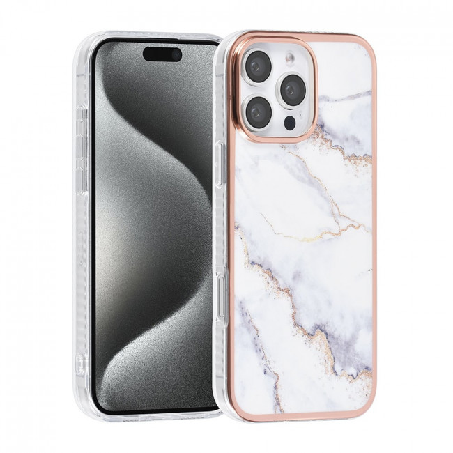 TUNIQ iPhone 16 Pro Max Silicone Θήκη Σιλικόνης - Marble / White