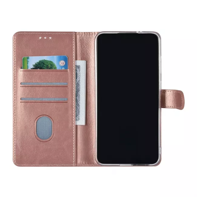 TUNIQ Samsung Galaxy S24 Plus - Θήκη Πορτοφόλι Stand από Δερματίνη - Rose Gold