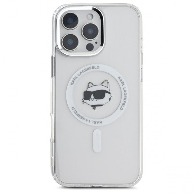 Karl Lagerfeld iPhone 16 Pro - IML Metal Choupette Head Σκληρή Θήκη με Πλαίσιο Σιλικόνης και MagSafe - White - KLHMP16LHLSCHH