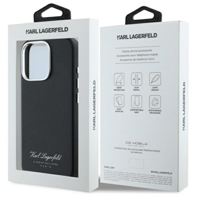 Karl Lagerfeld iPhone 16 Pro Max - FW Hotel RSG Σκληρή Θήκη με Επένδυση Συνθετικού Δέρματος  - Black - KLHCP16XPGWCMKHK