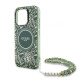 Guess iPhone 16 Pro - IML Flowers Allover Electro With Pearl Strap MagSafe Σκληρή Θήκη με Πλαίσιο Σιλικόνης και MagSafe - White / Green - GUHMP16LHCPOFPA