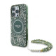 Guess iPhone 16 Pro - IML Flowers Allover Electro With Pearl Strap MagSafe Σκληρή Θήκη με Πλαίσιο Σιλικόνης και MagSafe - White / Green - GUHMP16LHCPOFPA