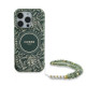 Guess iPhone 16 Pro - IML Flowers Allover Electro With Pearl Strap MagSafe Σκληρή Θήκη με Πλαίσιο Σιλικόνης και MagSafe - White / Green - GUHMP16LHCPOFPA