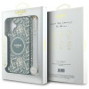 Guess iPhone 16 Plus - IML Flowers Allover Electro With Pearl Strap MagSafe - Σκληρή Θήκη με Πλαίσιο Σιλικόνης και Λουράκι - White / Green - GUHMP16MHCPOFPA