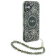 Guess iPhone 16 Plus - IML Flowers Allover Electro With Pearl Strap MagSafe Σκληρή Θήκη με Πλαίσιο Σιλικόνης και MagSafe - White / Green - GUHMP16MHCPOFPA