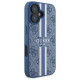 Guess iPhone 16 - 4G Printed Stripes - MagSafe Θήκη με Επένδυση Συνθετικού Δέρματος - Blue - GUHMP16SP4RPSB