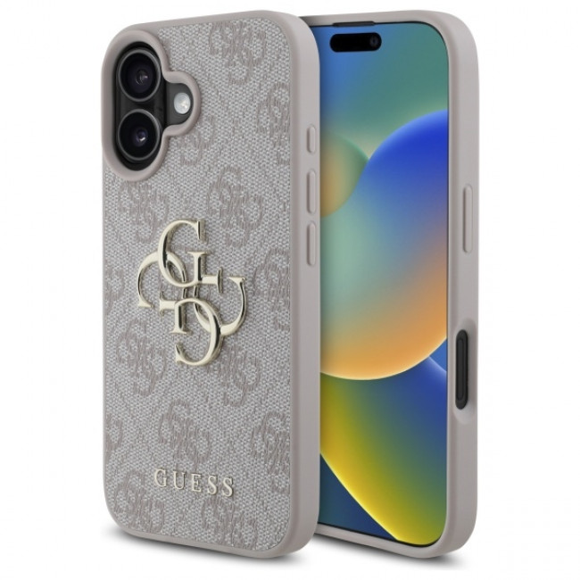 Guess iPhone 16 Plus - 4G Big Logo - Θήκη με Επένδυση Συνθετικού Δέρματος - Pink - GUHCP16M4GMGPI