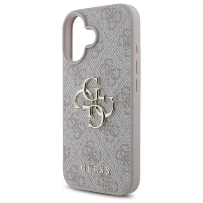 Guess iPhone 16 Plus - 4G Big Logo - Θήκη με Επένδυση Συνθετικού Δέρματος - Pink - GUHCP16M4GMGPI