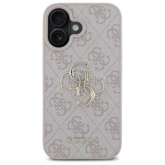 Guess iPhone 16 Plus - 4G Big Logo - Θήκη με Επένδυση Συνθετικού Δέρματος - Pink - GUHCP16M4GMGPI