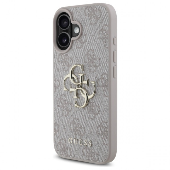 Guess iPhone 16 - 4G Big Logo - Θήκη με Επένδυση Συνθετικού Δέρματος - Pink - GUHCP16S4GMGPI