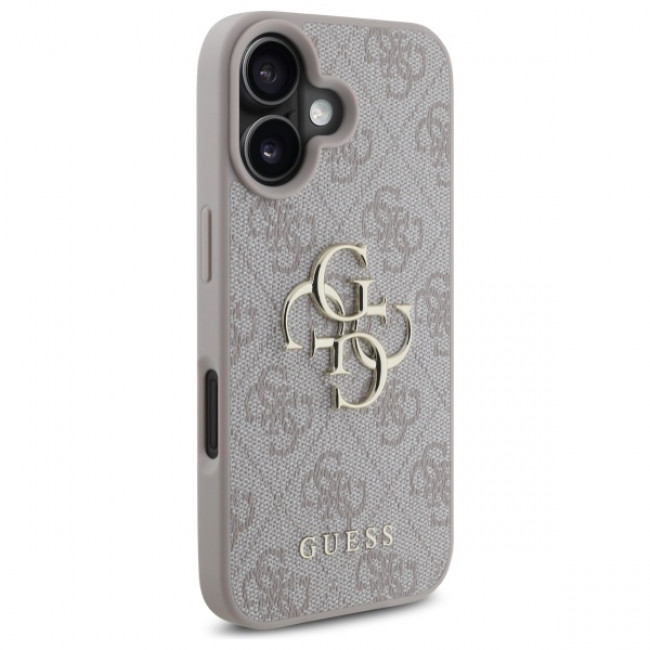 Guess iPhone 16 - 4G Big Logo - Θήκη με Επένδυση Συνθετικού Δέρματος - Pink - GUHCP16S4GMGPI