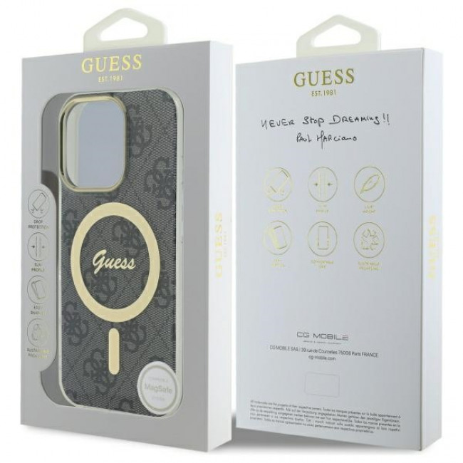 Guess iPhone 16 Pro IML 4G MagSafe Σκληρή Θήκη με Πλαίσιο Σιλικόνης και MagSafe - Black - GUHMP16LH4STK