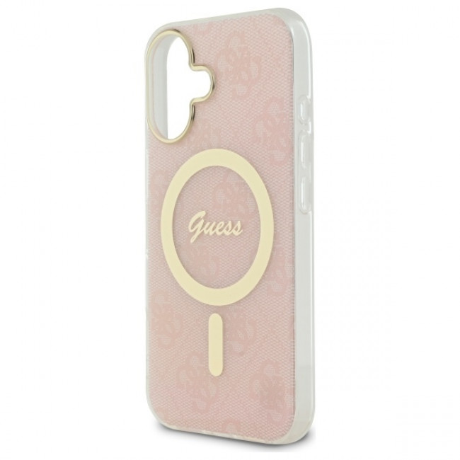 Guess iPhone 16 IML 4G MagSafe Σκληρή Θήκη με Πλαίσιο Σιλικόνης και MagSafe - Pink - GUHMP16SH4STP