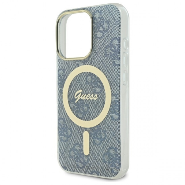 Guess iPhone 16 Pro Max IML 4G MagSafe Σκληρή Θήκη με Πλαίσιο Σιλικόνης και MagSafe - Blue - GUHMP16XH4STB