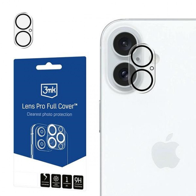 3MK iPhone 16 / iPhone 16 Plus Lens Pro Full Cover 9H Αντιχαρακτικό Γυαλί για την Κάμερα - Διάφανο