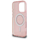 Guess iPhone 16 Pro - IML Rhinestones - MagSafe Σκληρή Θήκη με Πλαίσιο Σιλικόνης - Pink - GUHMP16LPFTDTEP