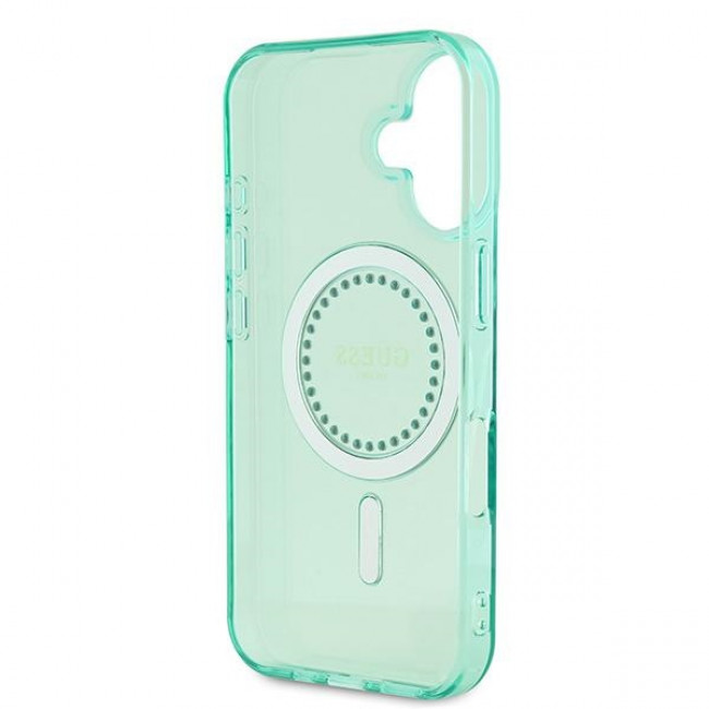 Guess iPhone 16 Plus - IML Rhinestones - MagSafe Σκληρή Θήκη με Πλαίσιο Σιλικόνης - Green - GUHMP16MPFTDTEN