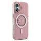 Guess iPhone 16 Plus - IML Rhinestones - MagSafe Σκληρή Θήκη με Πλαίσιο Σιλικόνης - Pink - GUHMP16MPFTDTEP