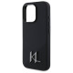 Karl Lagerfeld iPhone 16 Pro - Silicone Shadow Metal Initial - MagSafe Θήκη Σιλικόνης - Black - KLHMP16LSCMKMPCK