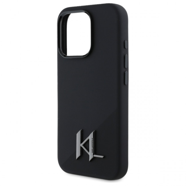 Karl Lagerfeld iPhone 16 Pro Max - Silicone Shadow Metal Initial - MagSafe Θήκη Σιλικόνης - Black - KLHMP16XSCMKMPCK