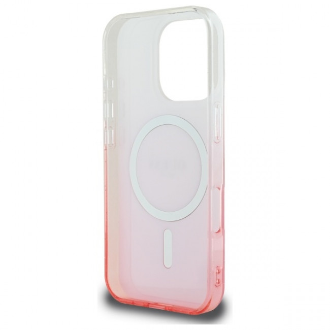 Guess iPhone 16 Pro - IML Glitter Gradient - Magsafe Σκληρή Θήκη με Πλαίσιο Σιλικόνης - Pink - GUHMP16LHGRCELP