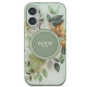 Guess iPhone 16 Plus - IML Flower and Tonal Circle - MagSafe Σκληρή Θήκη με Πλαίσιο Σιλικόνης - Green - GUHMP16MHFWBDCEN